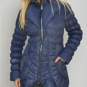 Milano Navy Quilted Long Puffer Jacket